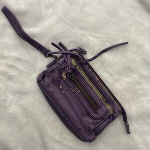 Purple faux leather wristlet wallet